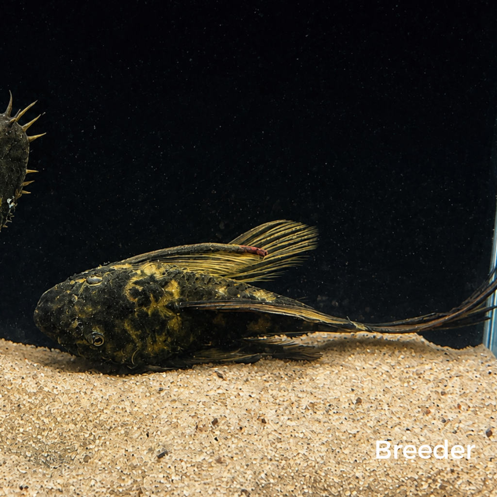 Green Dragon LONGFIN Bristlenose Pleco – Tank-Bred in Texas | Peaceful Bottom Cleaner, 1.25–2.0 in Juveniles